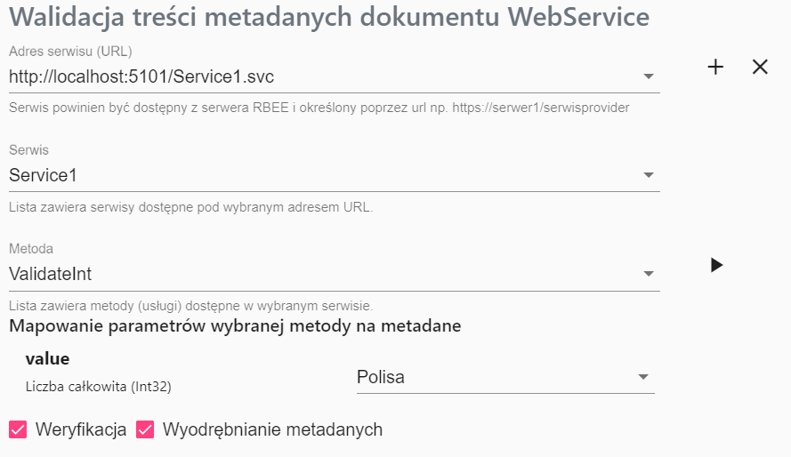 FormAnalyzer RBEE walidacja treści metadanych dokumentu WebService