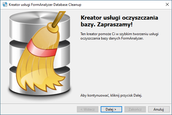 kreator usługi FormAnalyzer Database Cleanup